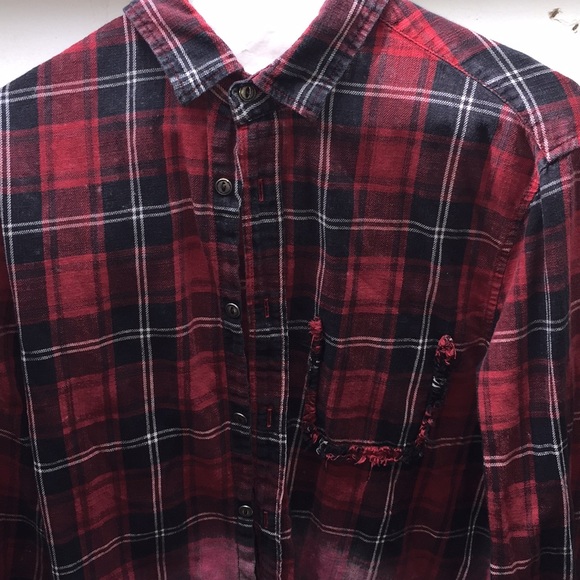 Zara | Shirts | Zara Distressed Flannel 